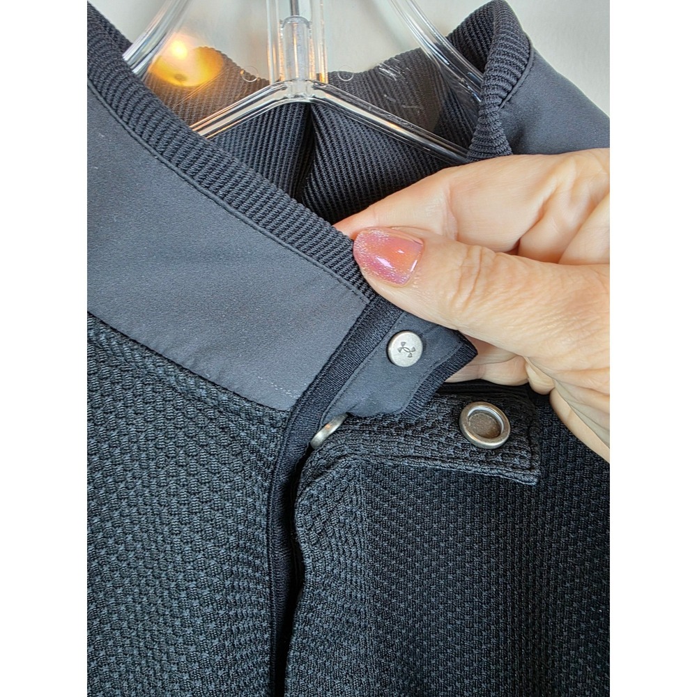 Under Armour Golf Coldgear  Black‎ Men L 1/4 Snap Waffle Knit Sweater Loose Fit - Picture 7 of 12